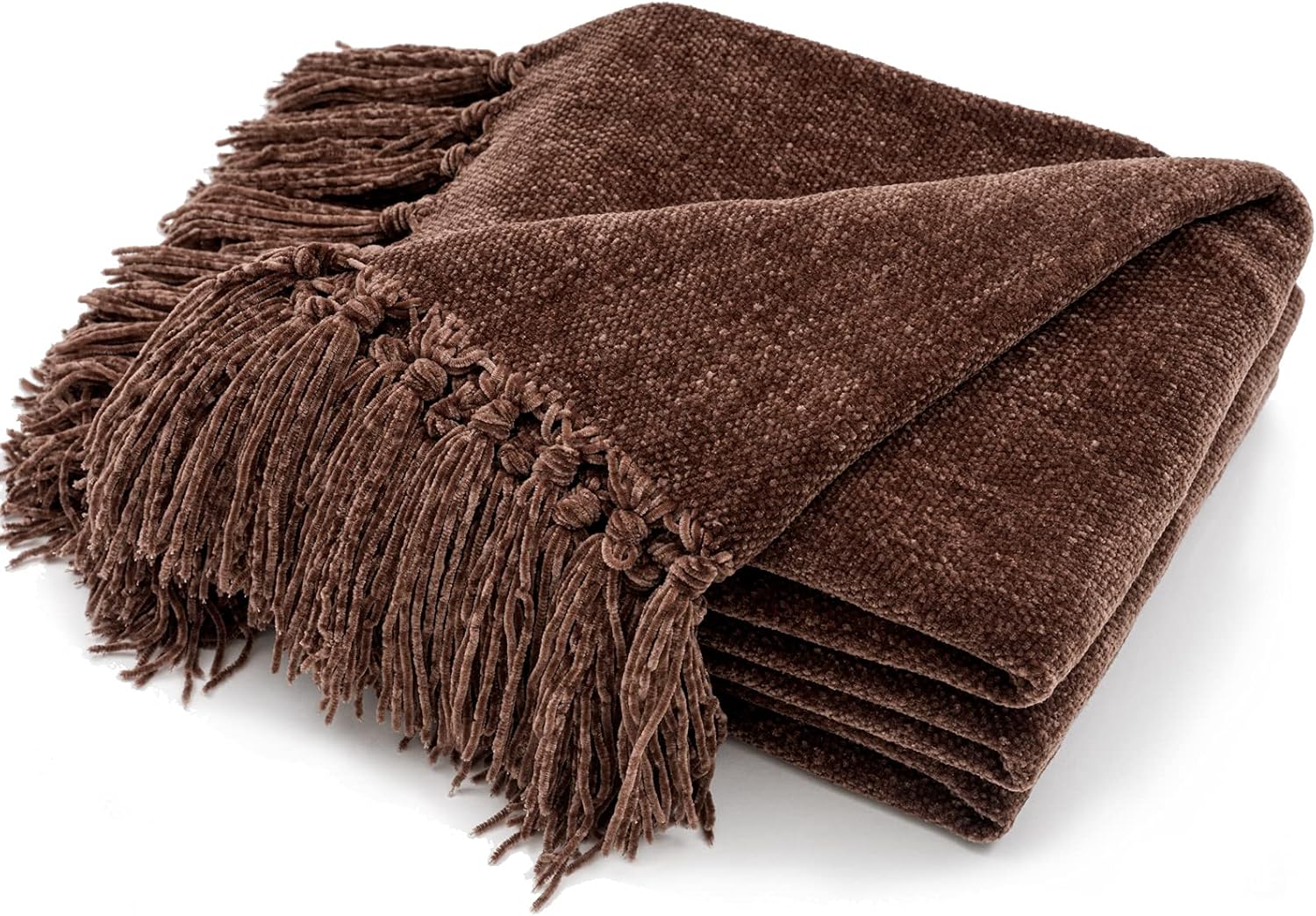 RECYCO Chenille Throw Blanket Soft Cozy with Fringe Tassel