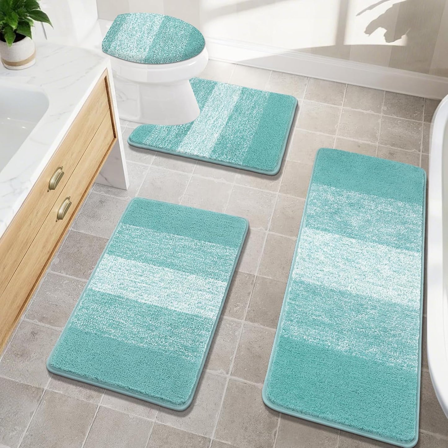 Soft Absorbent Microfiber Bathroom Rugs Set for Luxurious Comfort