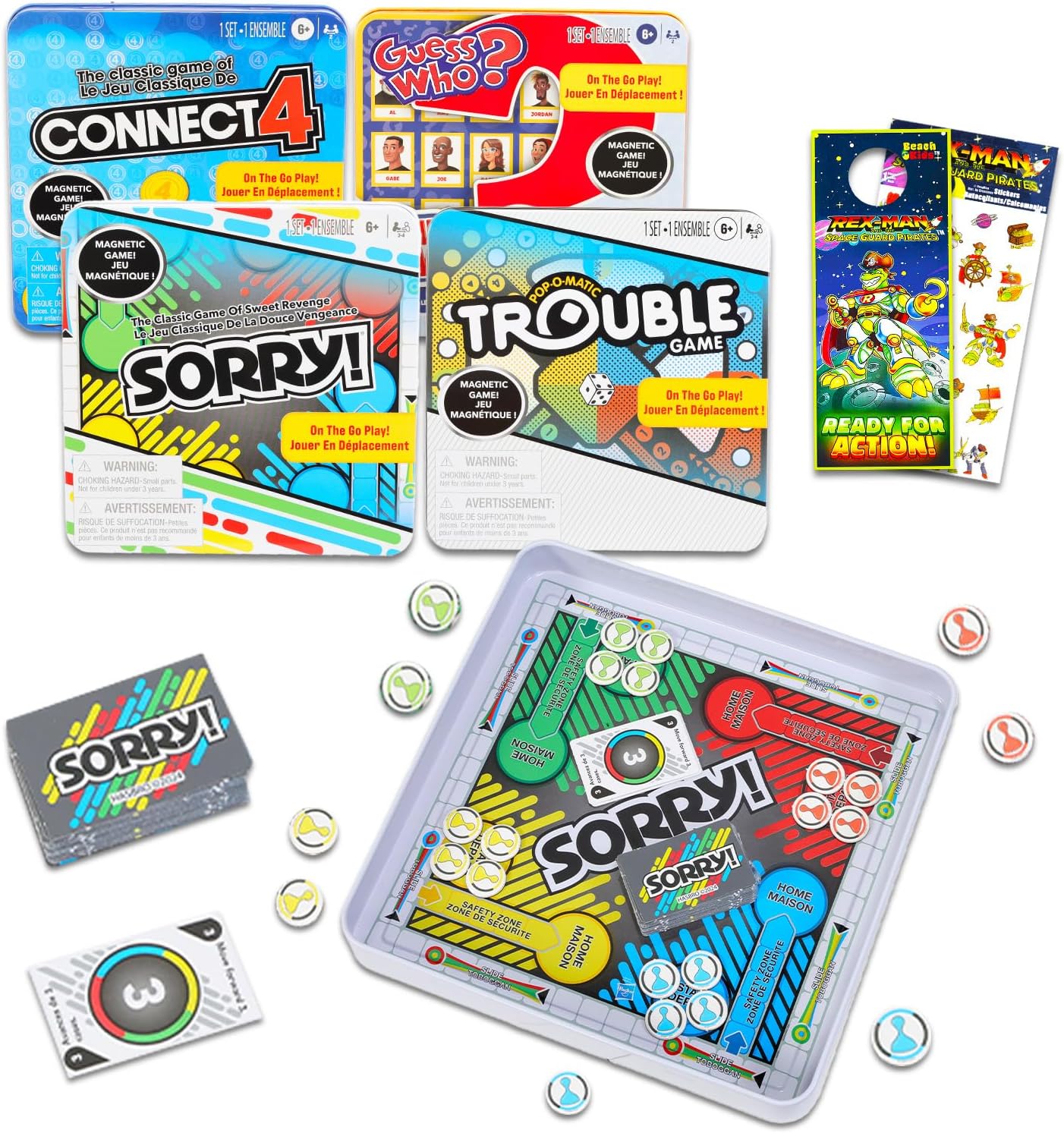 Magnetic Game Travel Set for Kids - 4 Fun Games in a Tin