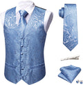 Mens Paisley V-neck Suit Vest 5PCS Set - Formal or Leisure Wear