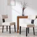 Linen Dining Chairs Set of 2 Modern Dining Chair with Black Wood Legs