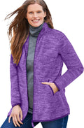 Woman Within Plus Size Zip-Front Microfleece Jacket for Women - Long