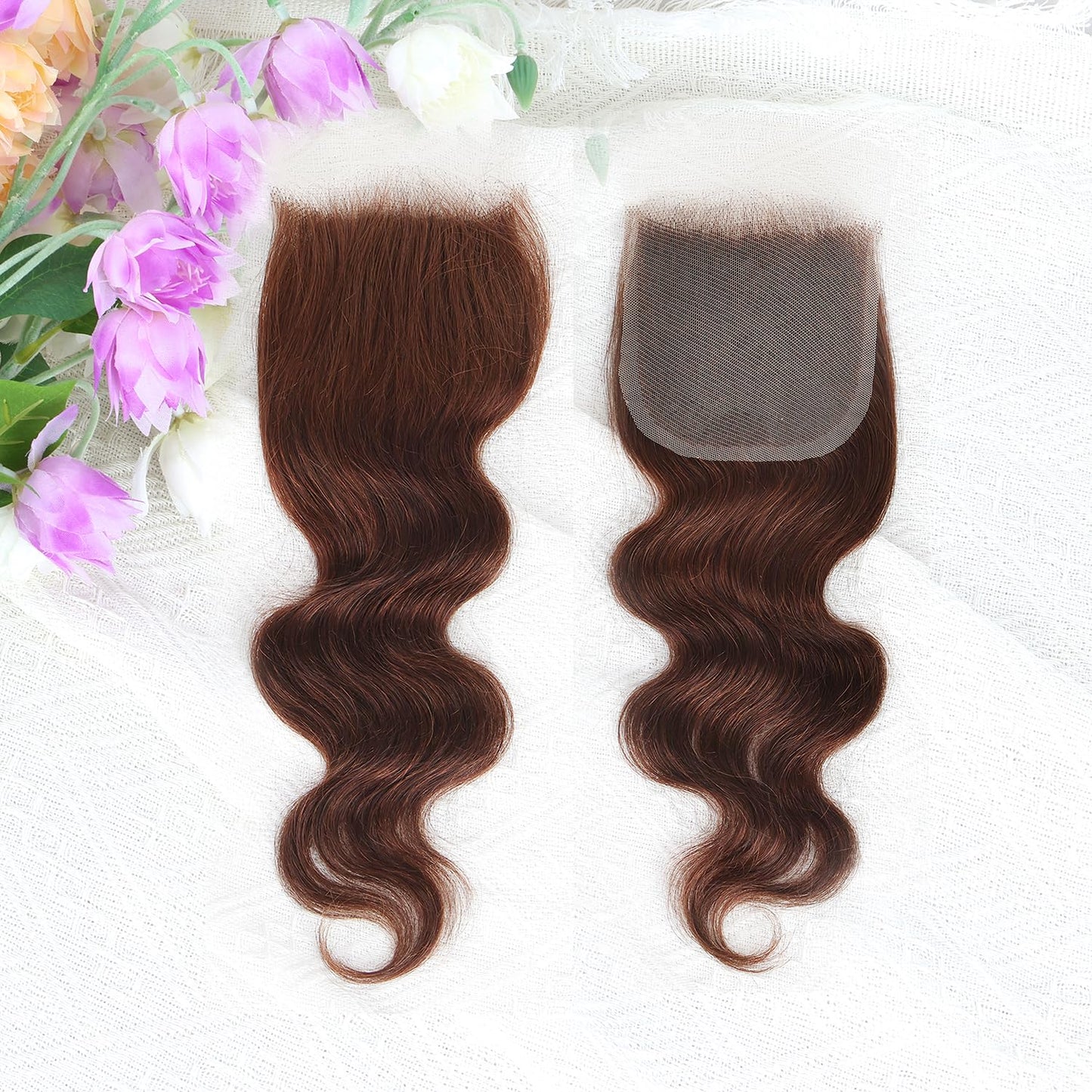 Brown Body Wave Closure 4x4 Free Part Brazilian Human Hair