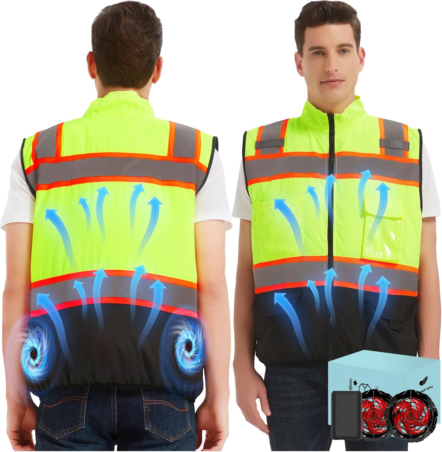 Safety Cooling Vest Jacket with 2 Fans for Men and Women