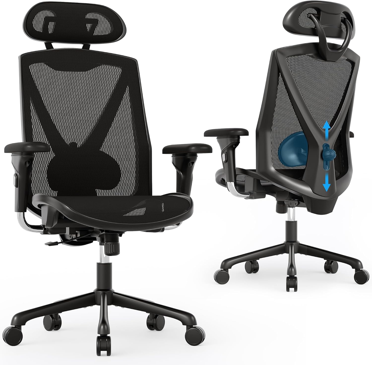 Ergonomic Office Chair with Adjustable Armrests and Lumbar Support