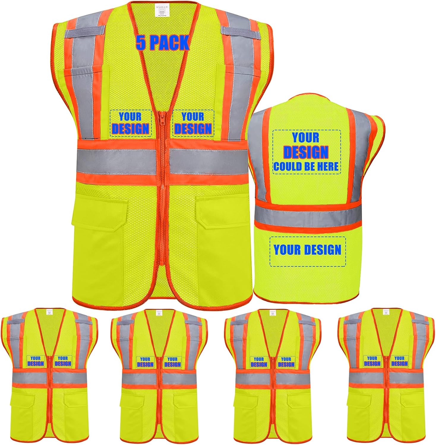 Custom Safety Vest with Logo High Visibility Reflective Design
