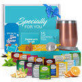 Tea Gifts for Women Sampler Gift Basket with 15 Blends - Rose Gold