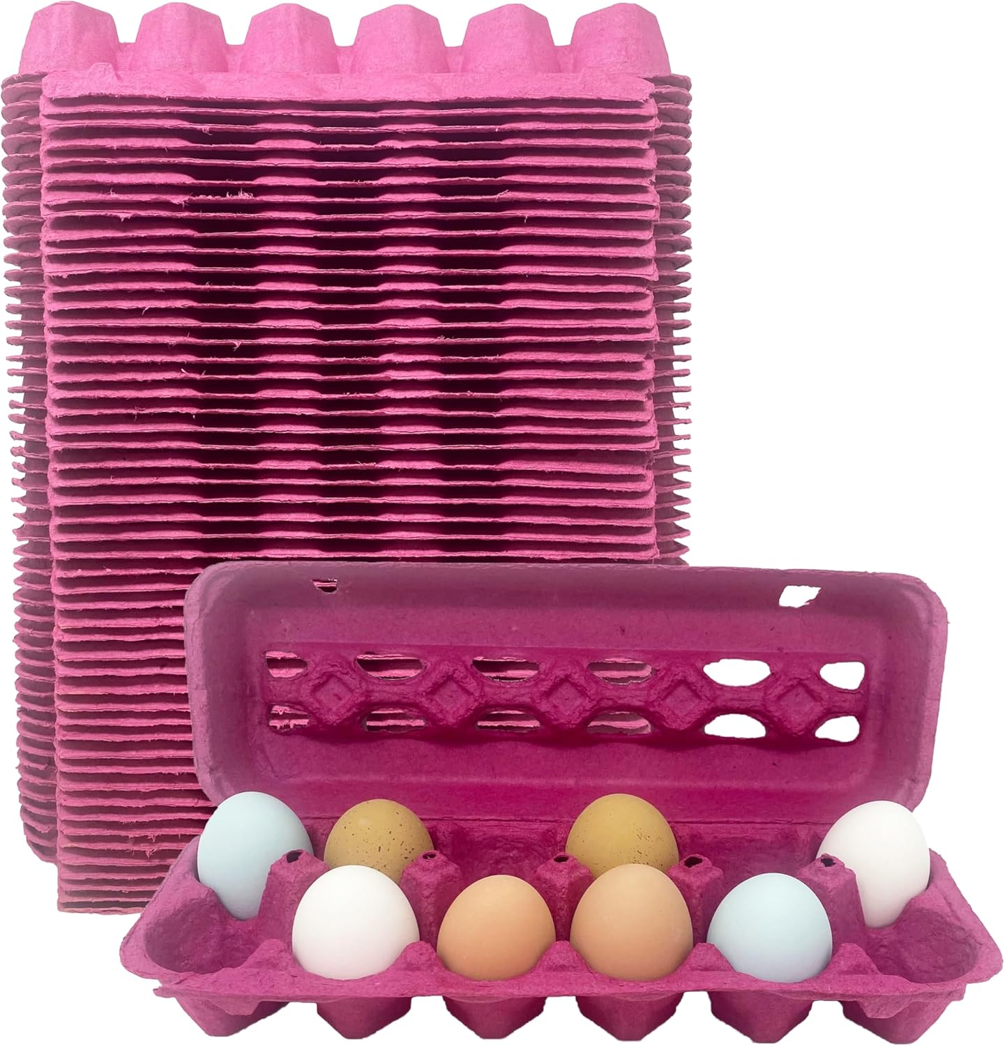 Pink Paper Pulp Egg Cartons - Eco-Friendly 50 Pack for Eggs
