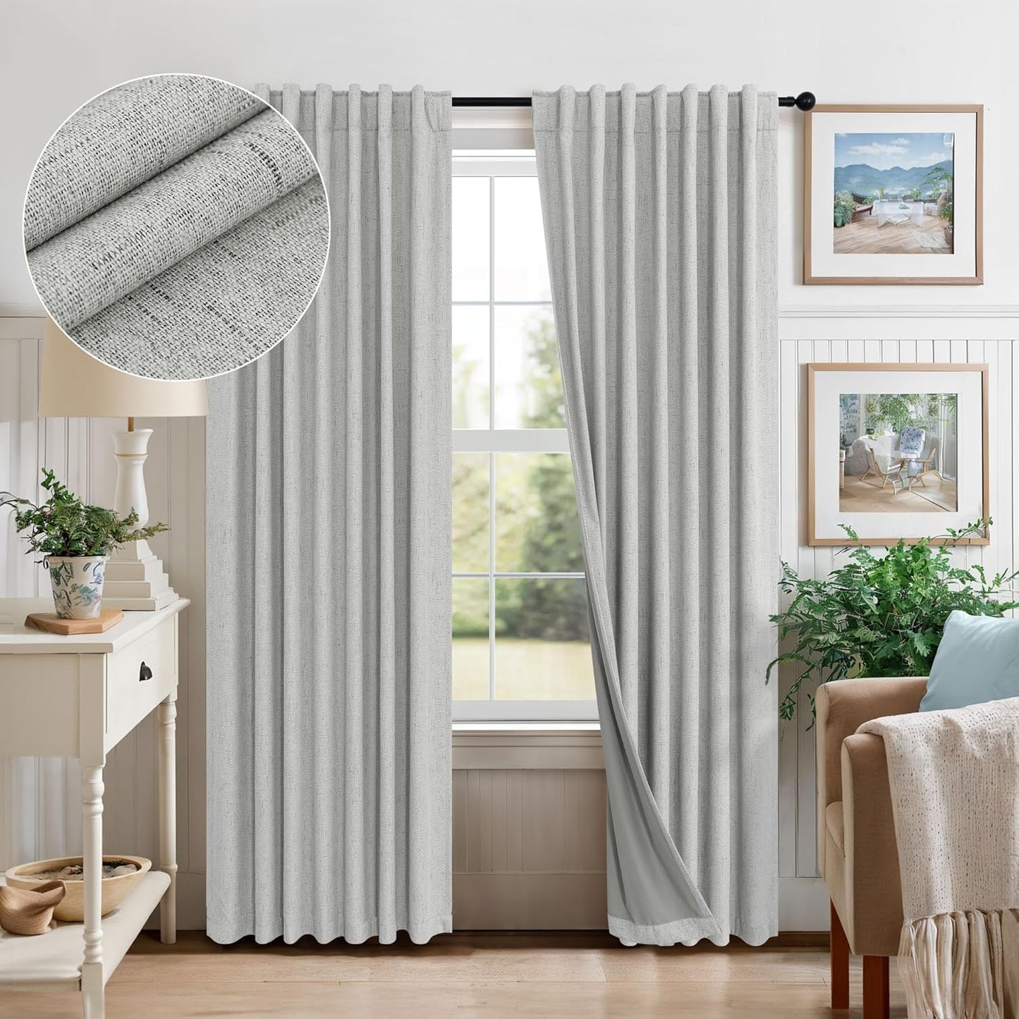 Light Grey Black Out Curtains 72 Inch Long for Dining Room