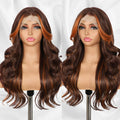 Brown Mix Ginger Lace Front Wig 13x4 Pre Plucked 22in - Natural Body