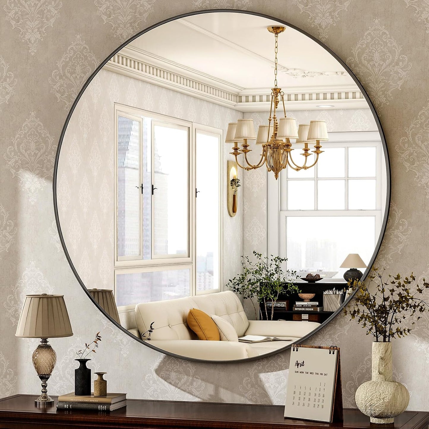 HARRITPURE Round Mirror 30 Black Wall Mounted Circle Mirrors