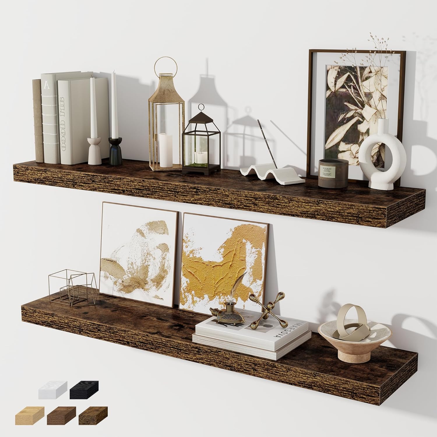 40 Inch Floating Shelves for Wall - Rustic Display Shelf Set