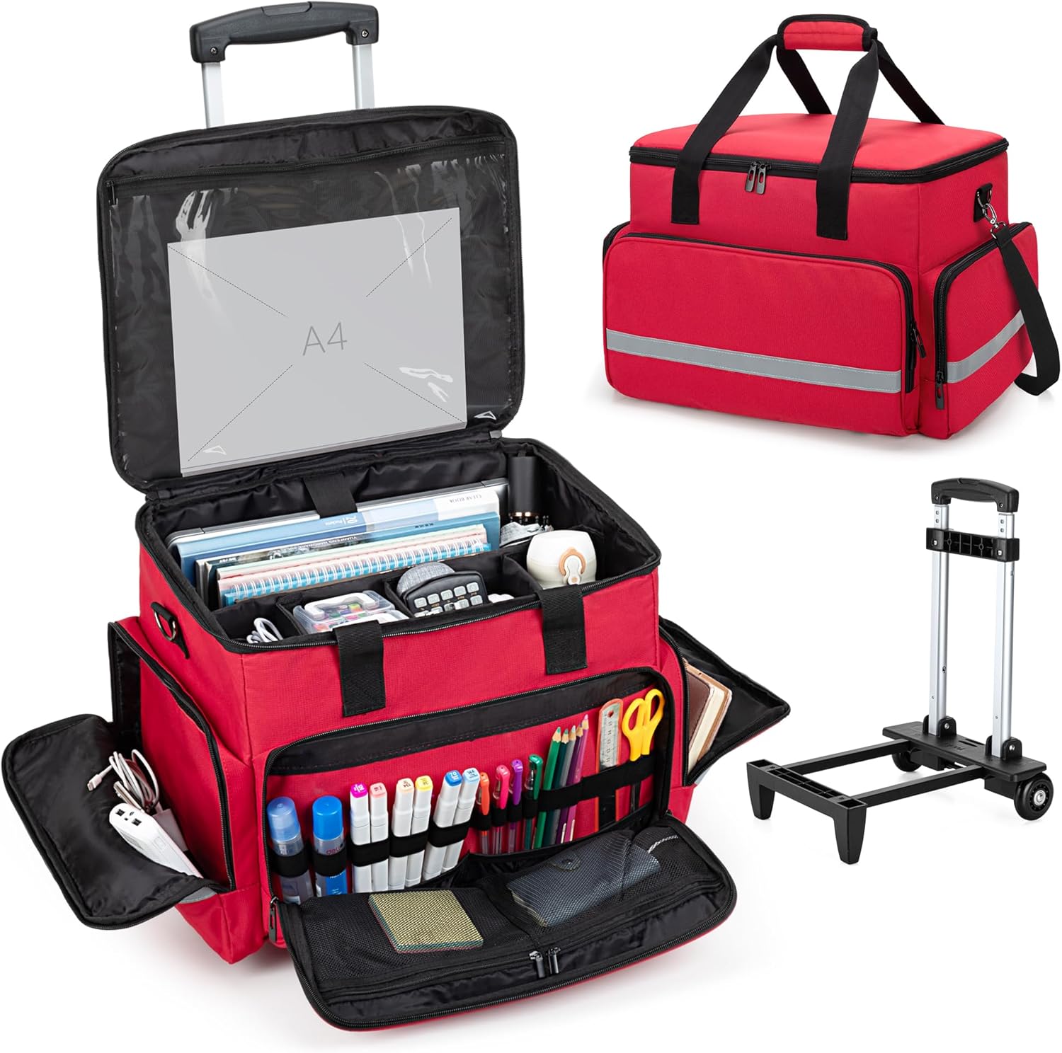 CURMIO Rolling Teacher Tote Bag with Wheels for Easy Transport