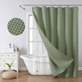 Waffle Shower Curtain Set 3-in-1 with PEVA Liner and Stainless Hooks