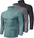 Men's Turtleneck Shirts 3 Pack - Slim Fit Cotton Mock Neck Ficerd