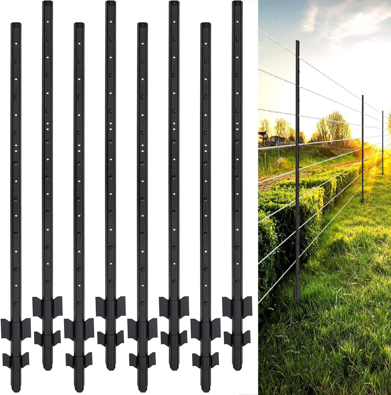 Heavy Duty Metal Fence Posts 4.8 Feet for Outdoor Use