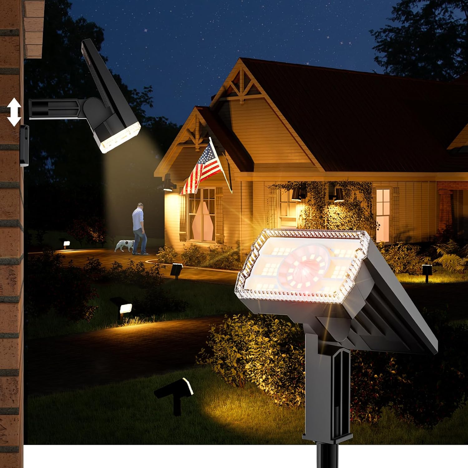 Large Panel Solar Spot Lights Outdoor 4 Pack with 58 LEDs