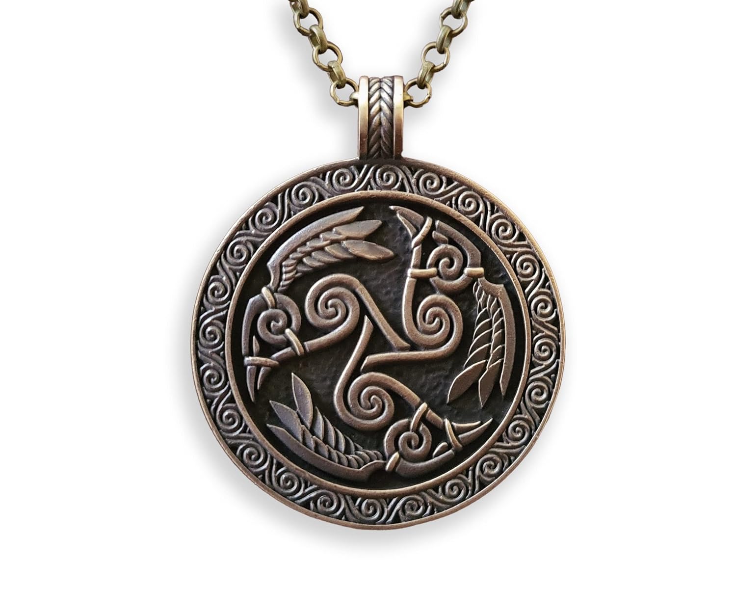 Morrigan Raven Triskele Necklace - Unique Celtic Jewelry Gift