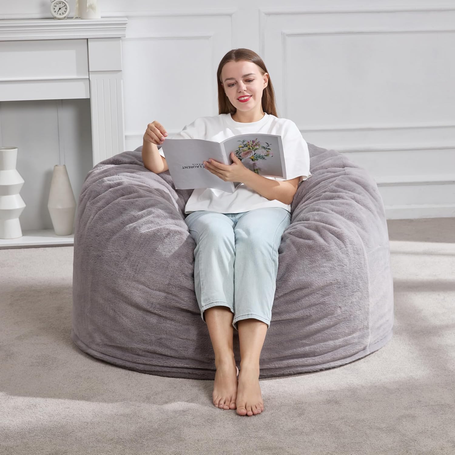 Hobestluk 3ft Bean Bag Chairs for Adults - Plush Comfort