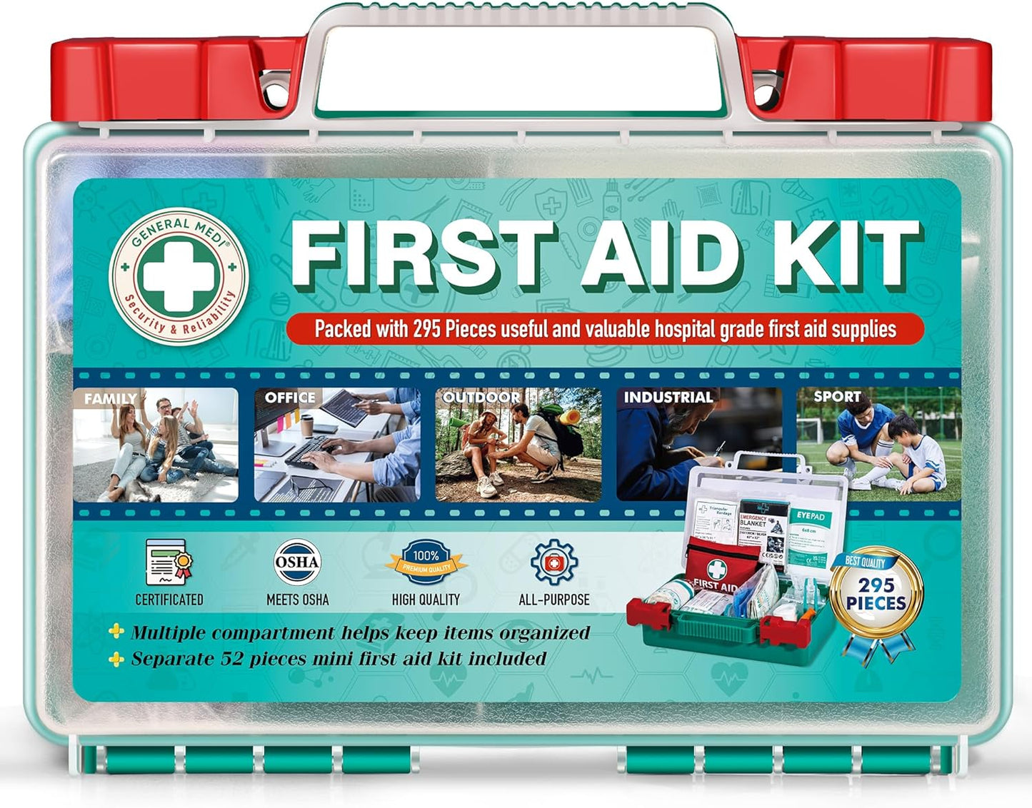 295-Pc First Aid Kit - Premium Supplies for Any Situation