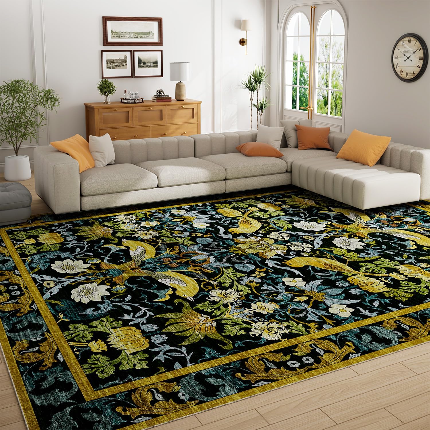 Washable Area Rug 8ftx10ft Boho Soft Living Room Rug for Home