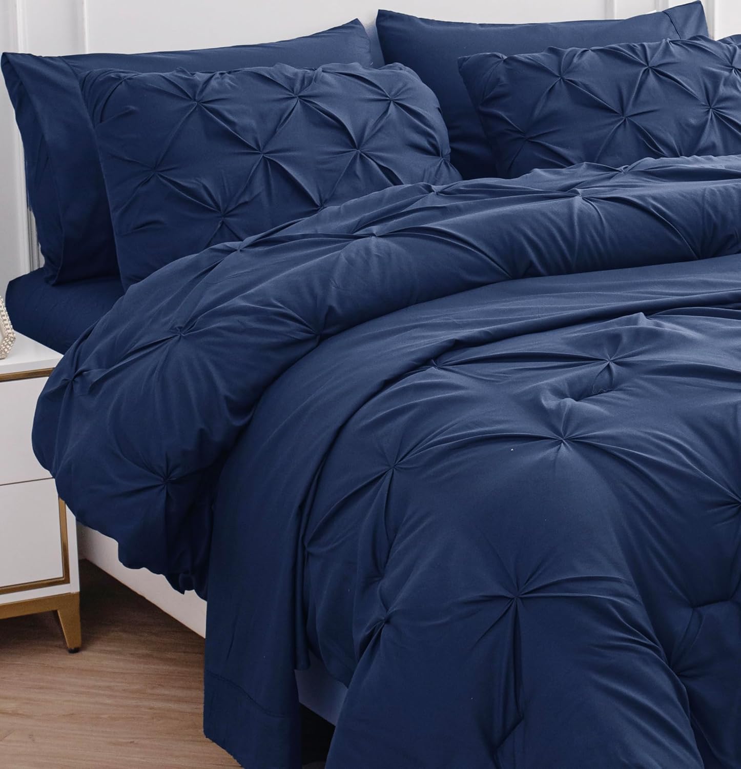 Lane Linen King Comforter Set - 7 Piece Bedding Set in Navy
