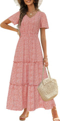 Long Summer Floral Maxi Dress - Flattering Smocked Waist