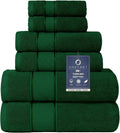 COZYART Formal Green Bath Towel Set 6 Piece - Luxury 100% Cotton