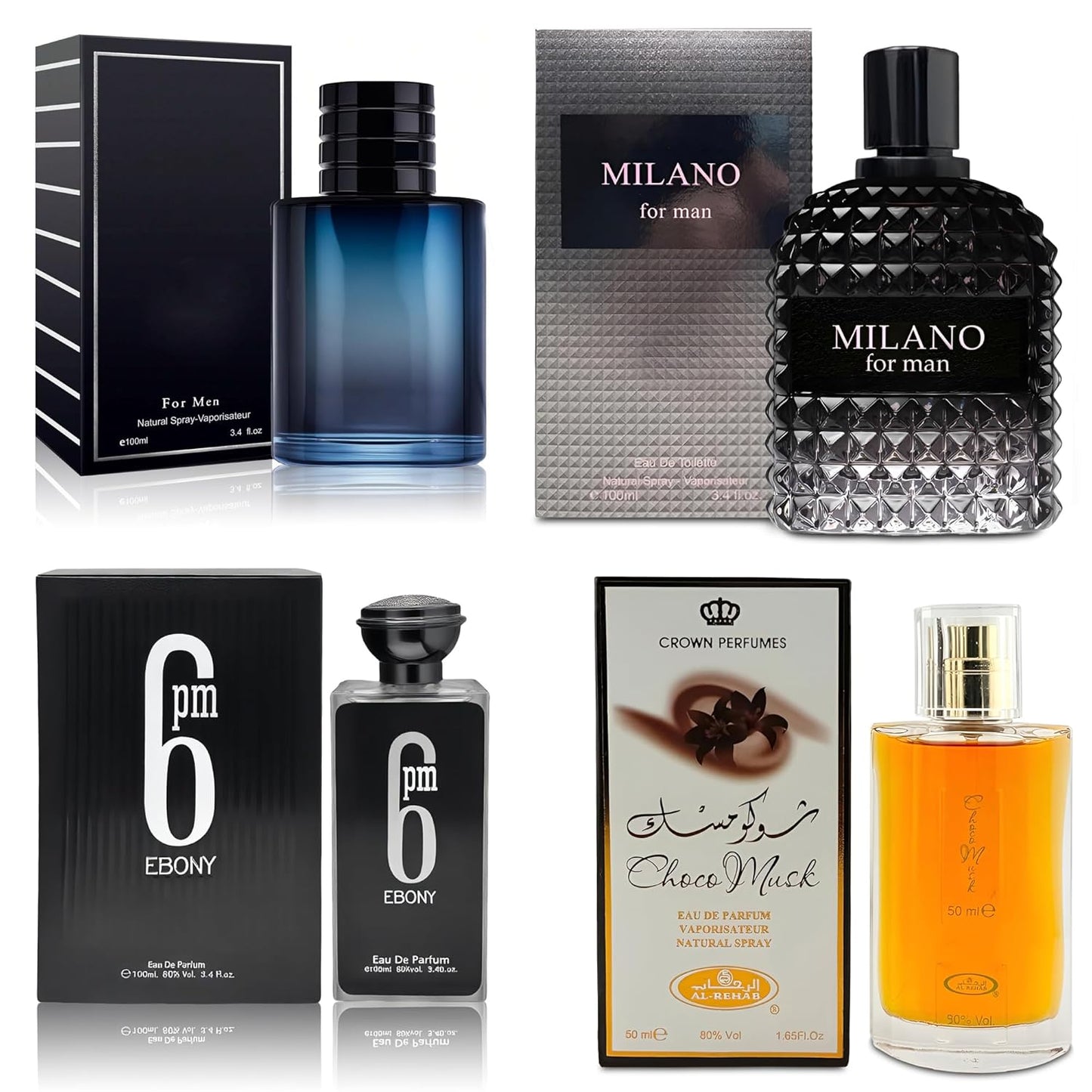 4-Piece Cologne Set for Men with Woody, Spicy, Citrus Scents
