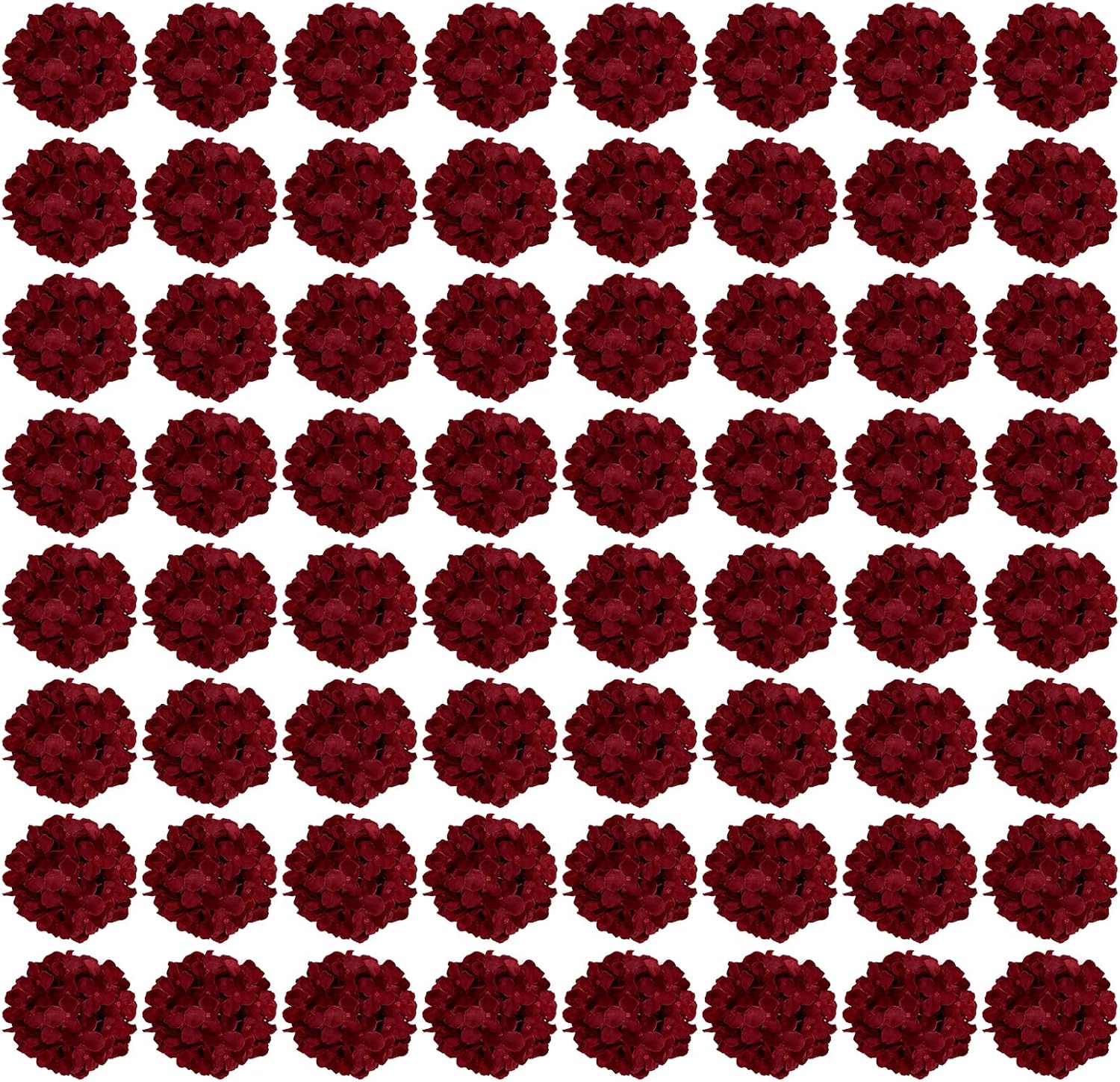 64PCS Burgundy Hydrangea Artificial Flowers for Home Decor