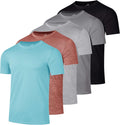 Mens 5 Pack Short Sleeve Dry Fit T-Shirts - Moisture Wicking Crew