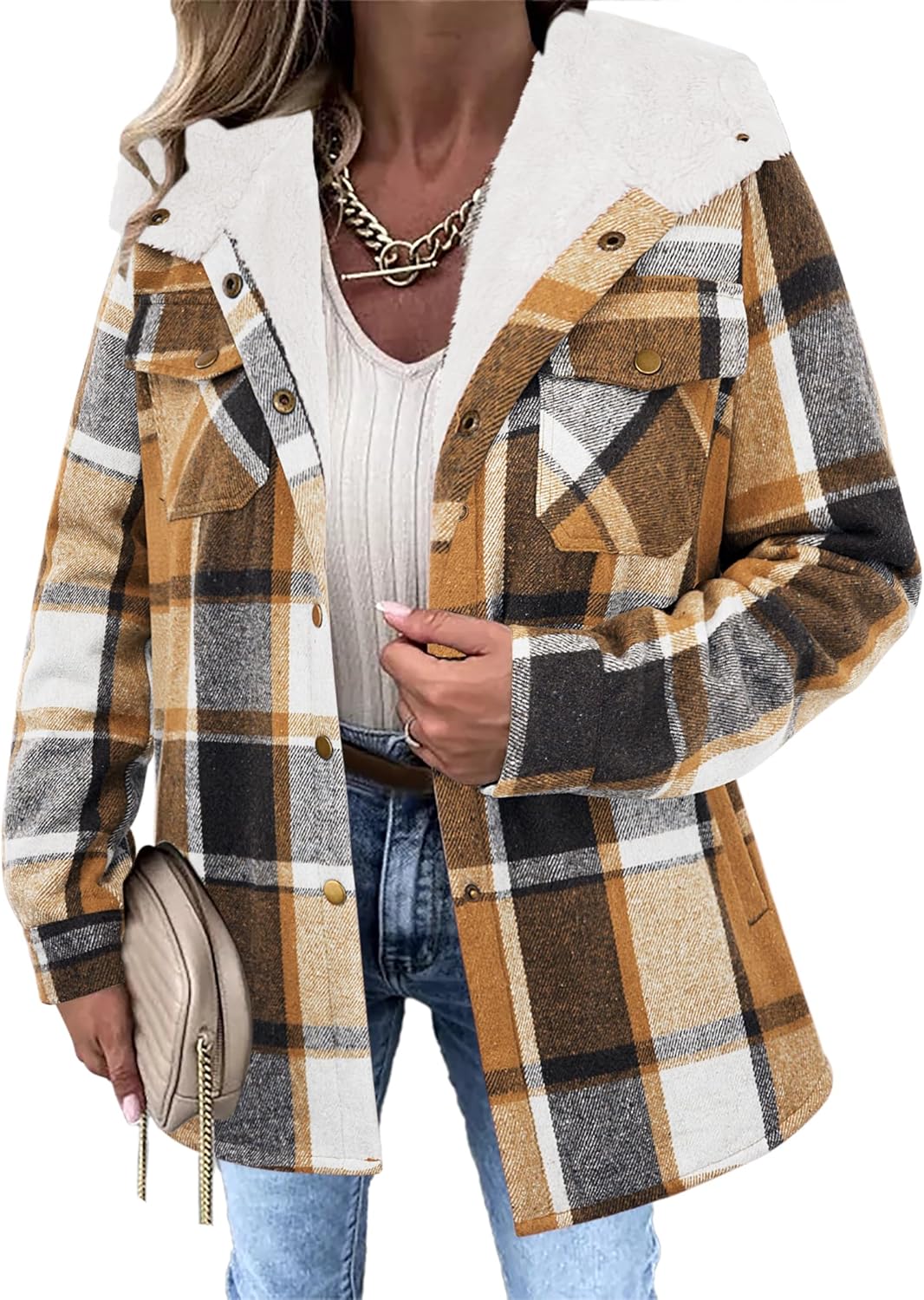 Stylish Womens Plaid Shacket Jacket for Fall and Winter Wear