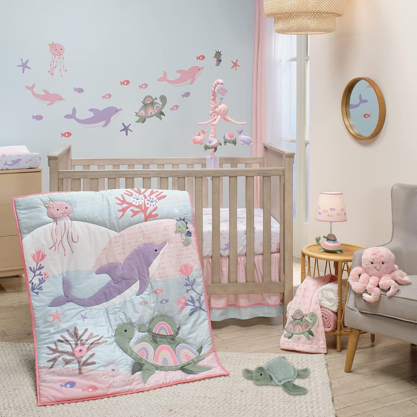 Lambs & Ivy Sea Dreams 3-Piece Dolphin/Turtle Baby Bedding Set
