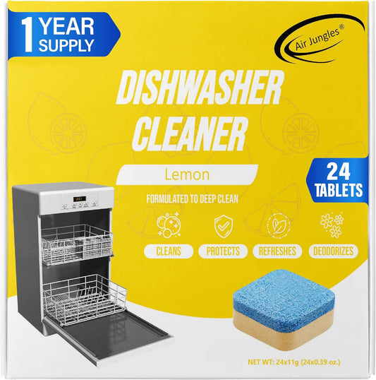24 Lemon Scent Dishwasher Tabs: Deep Clean & Deodorize
