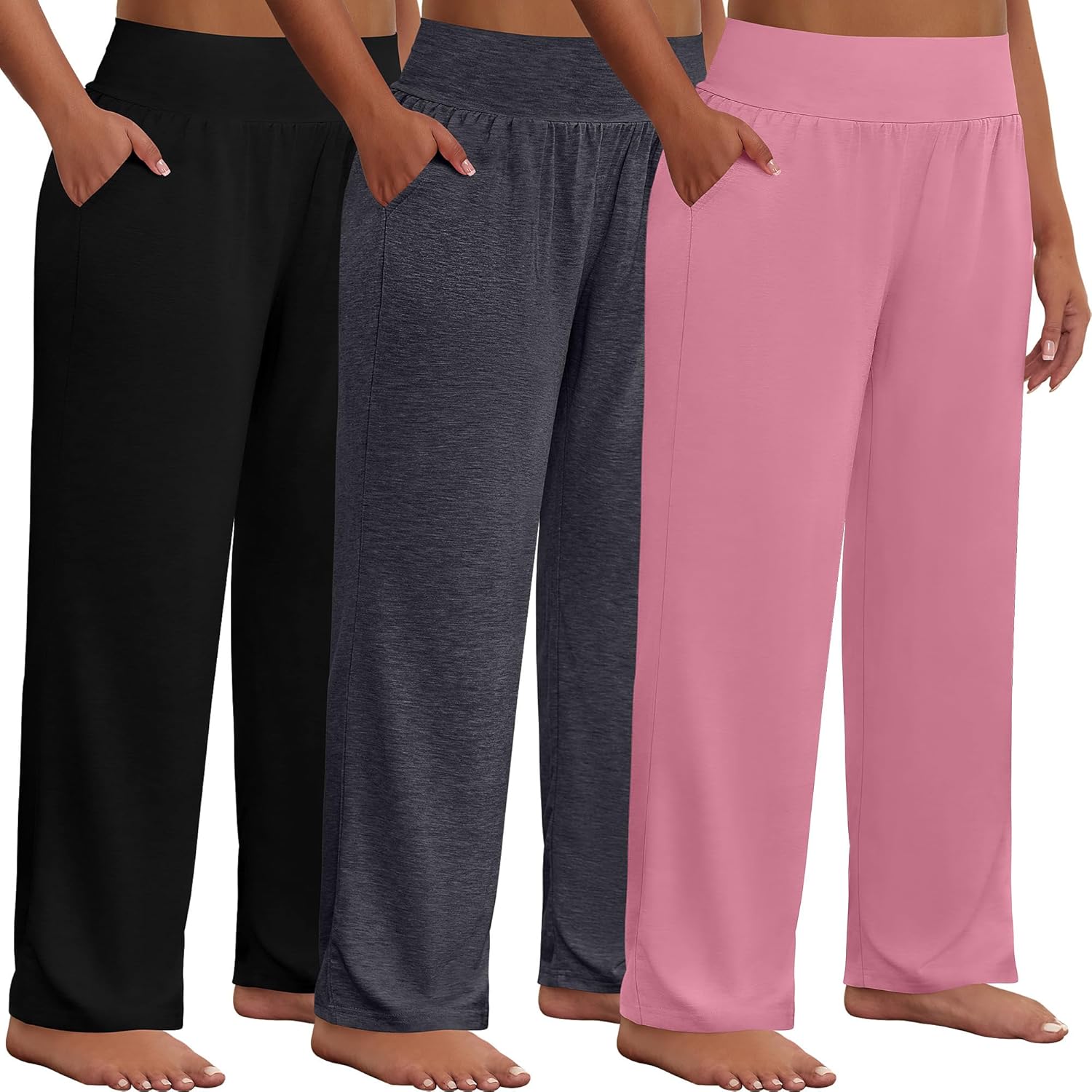 Neer Plus Size Wide Leg Yoga Pants with Pockets for Comfort