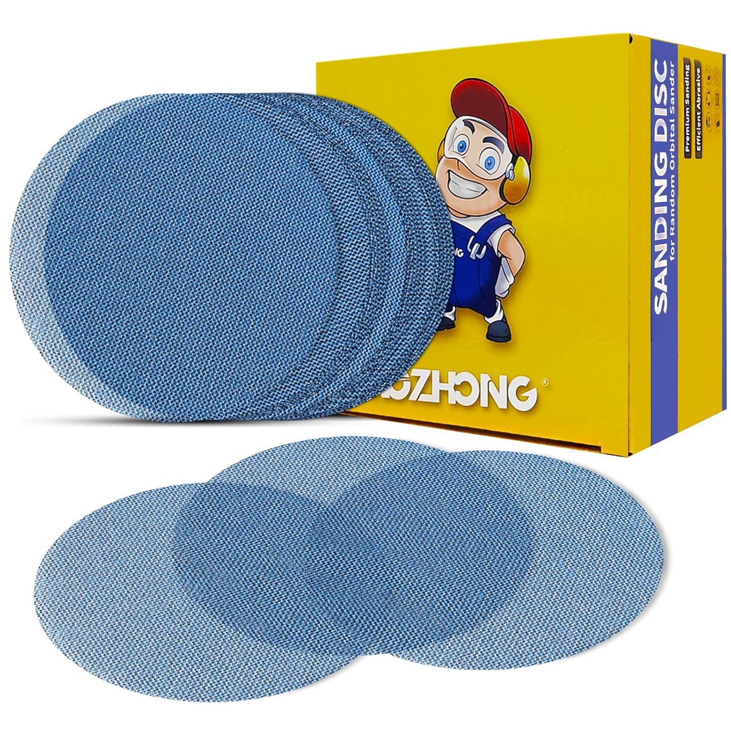 50pcs 5 Mesh Abrasive Sanding Discs - 80 Grit Ceramic - Dust-Free Hook & Loop - Ideal for Fine Finishing