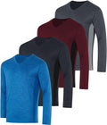 Men's Dry Fit Long Sleeve V-Neck 4-Pack - UPF 50+ Active Tee Jewelry