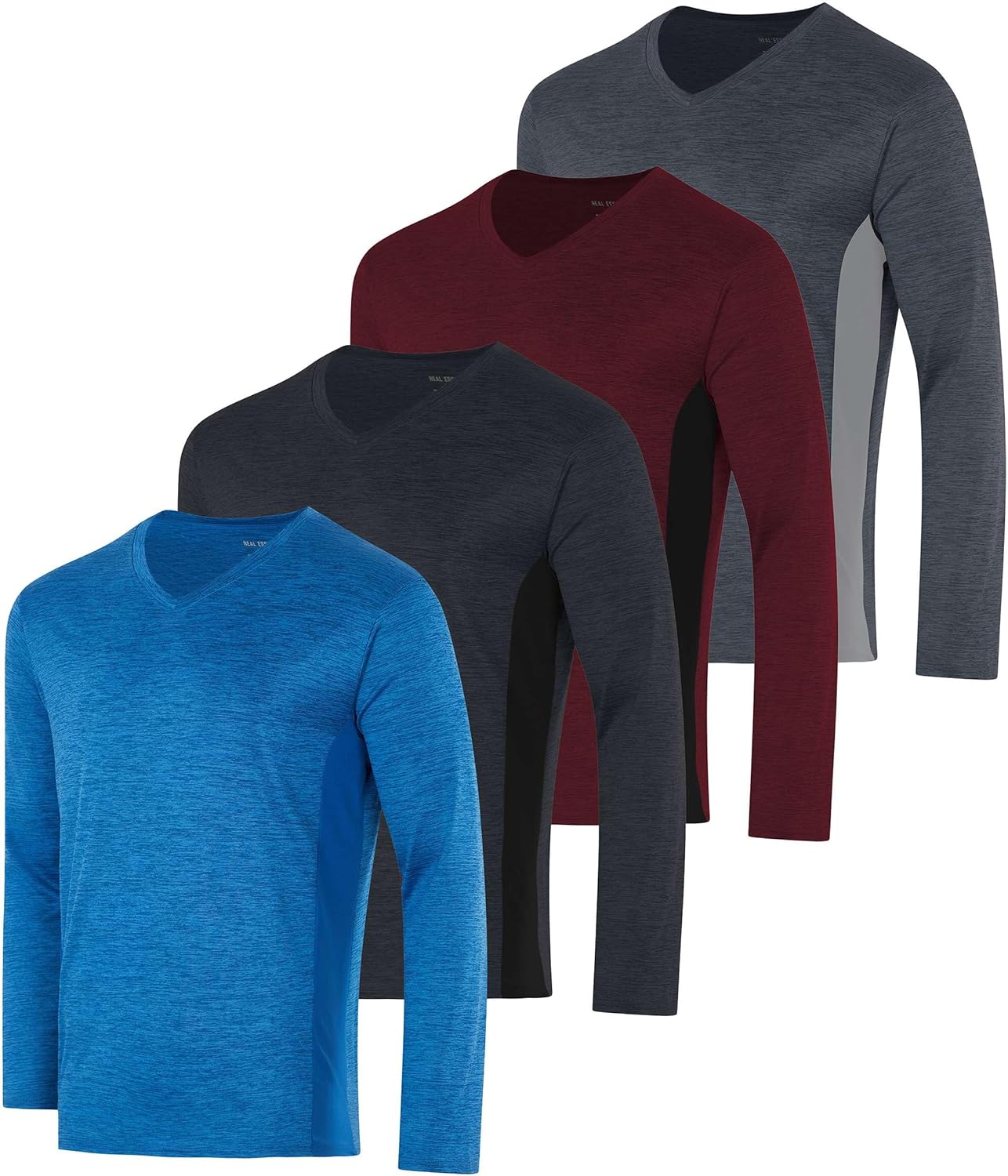 Men's Dry Fit Long Sleeve V-Neck Active T-Shirt for All Sizes