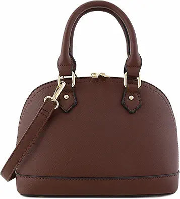 Zip-Around Saffiano Classic Dome Satchel for Stylish Carrying