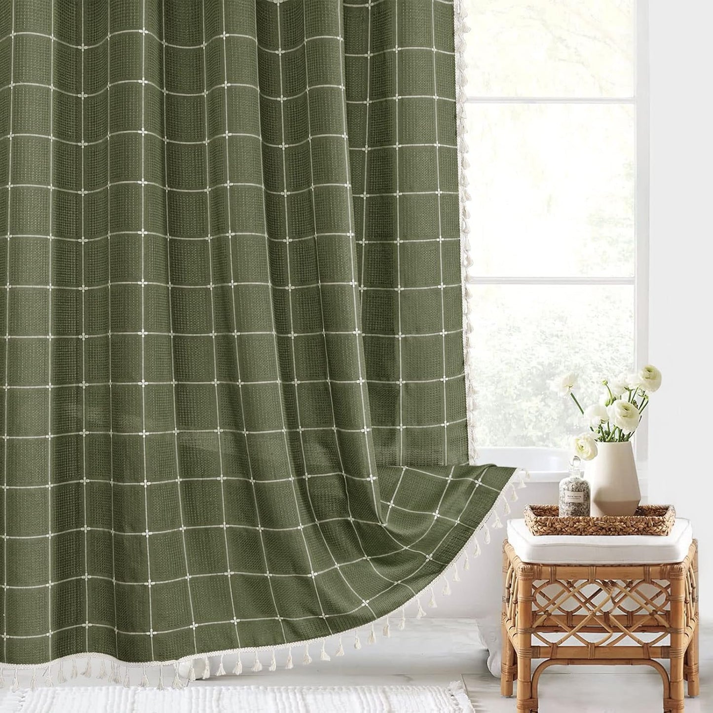Gibelle Long Shower Curtain 72 x 78 for Rustic Bathroom Decor