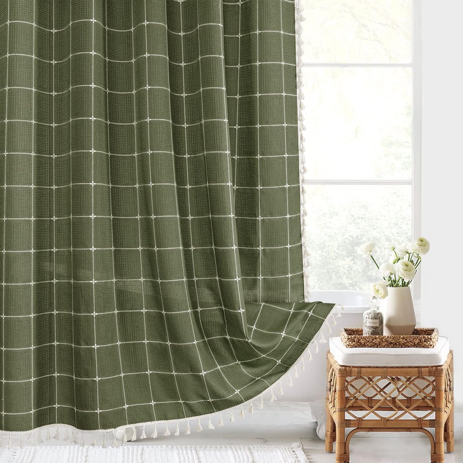 Gibelle Long Shower Curtain 72 x 78 for Rustic Bathroom Decor