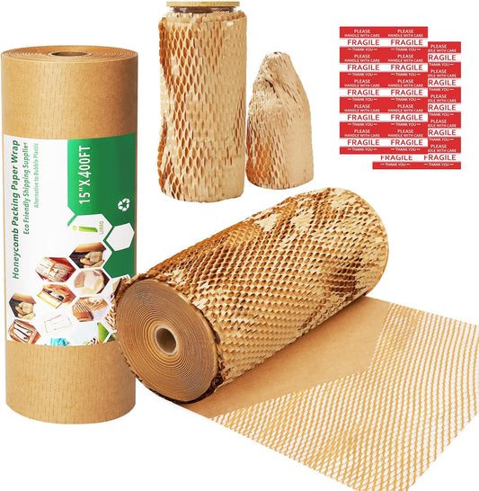 Honeycomb Packing Paper Wrap 15in x 400ft Eco-Friendly Cushioning