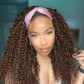 Headband Wig Human Hair Deep Wave Chocolate Brown Headband Wigs