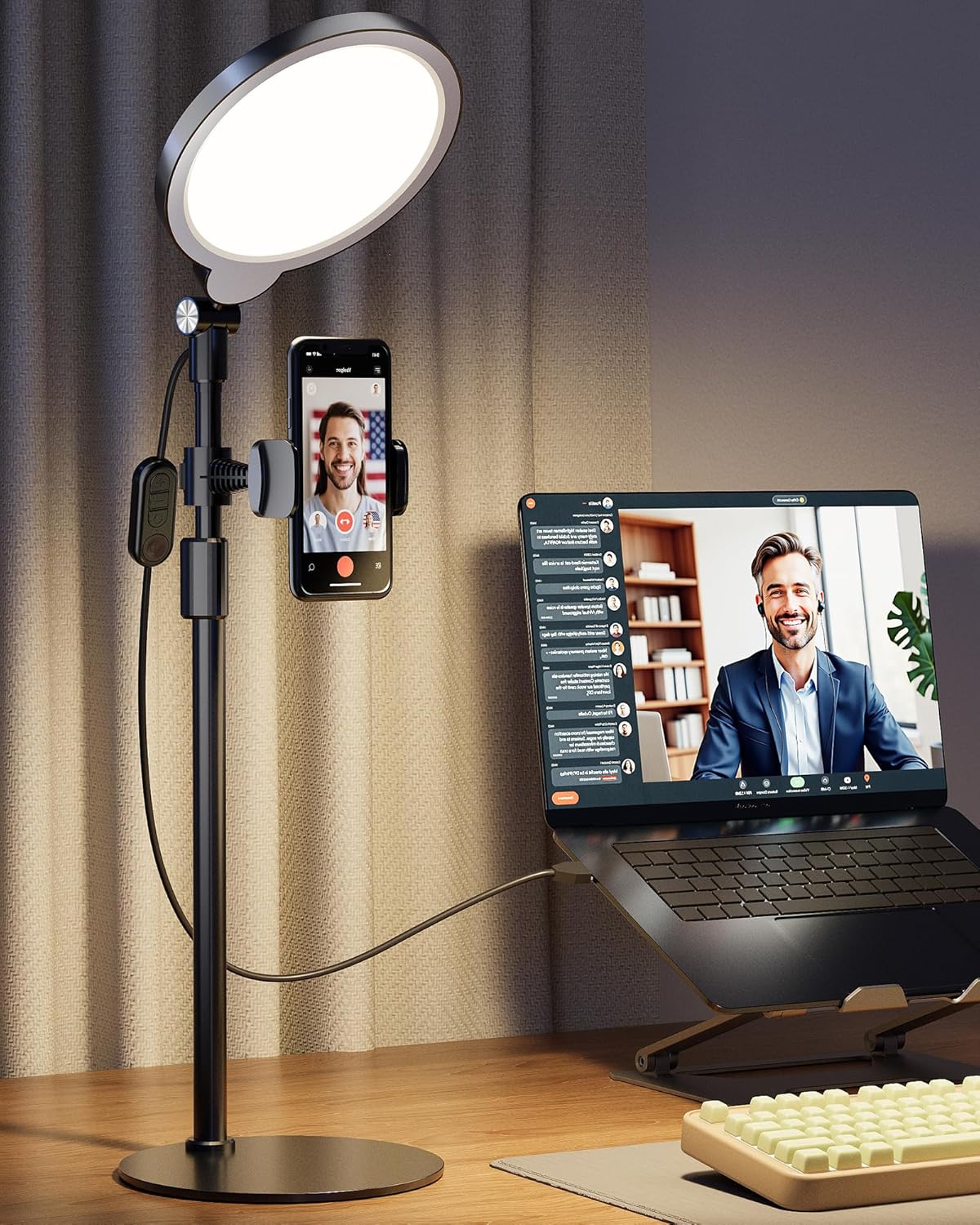 Desk Ring Light with Stand for Video Calls and Photography