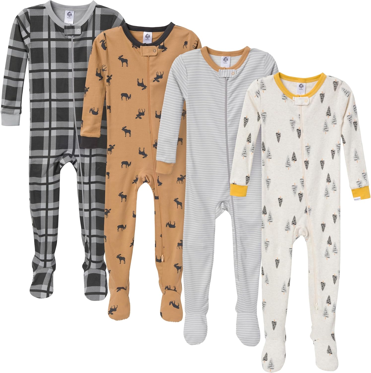 Gerber Baby-Boys 4-Pack Footed Pajamas for Cozy Nights