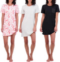 Women's Short Sleeve Nightgown Dress 3 Pack - Comfortable Sleepwear in