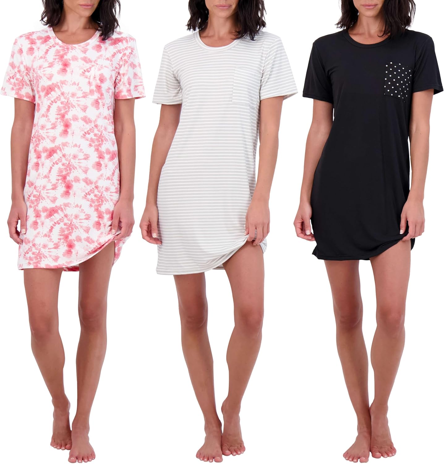 Real Essentials Women's Short Sleeve Nightgown Dress for Comfort