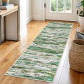 2x6 Green Grey Multi Modern Abstract Runner Rug for Hallway - Super