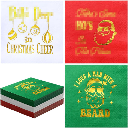 Watersay 100 Pcs Christmas Funny Santa Napkins - Festive Holiday Party Decor!