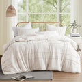 Comfort Spaces Cream Twin Size Pintuck Comforter Set - All Season